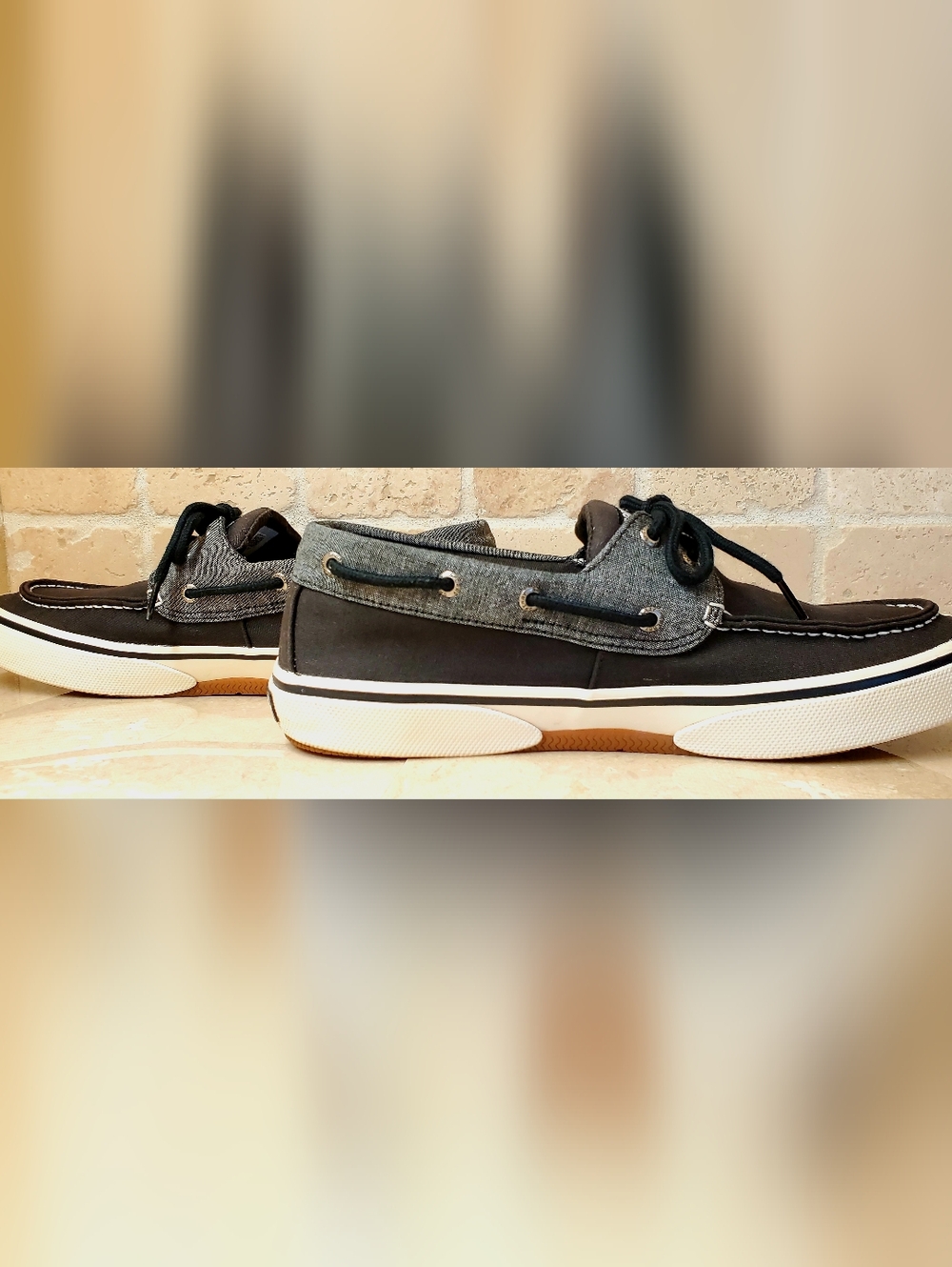 Sperry Men's Black and Gray Two-Tone Canvas Boat Shoes Size 11.5 - Picture 10 of 11